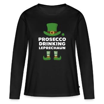Prosecco Boire Leprechaun - T-shirt manches longues Premium bio Femme - noir - Devant - Julia (174cm)
