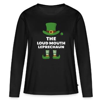 Le lutin à grande gueule - T-shirt manches longues Premium bio Femme - noir - Devant - Julia (174cm)