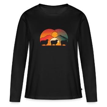 Schafe Lieben Den Sonnenuntergang - Frauen Premium Bio Langarmshirt - Schwarz - Vorne - Julia (174cm)