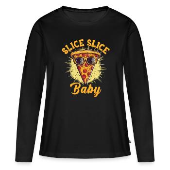 Slice Slice Pizza Sonnenbrille Pizzeria - Frauen Premium Bio Langarmshirt - Schwarz - Vorne - Julia (174cm)