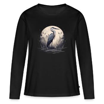 Héron cendré majestueux - T-shirt manches longues Premium bio Femme - noir - Devant - Julia (174cm)