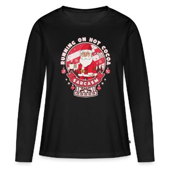 Mit Heißem Kakao Und Sarkasmus - Frauen Premium Bio Langarmshirt - Schwarz - Vorne - Julia (174cm)