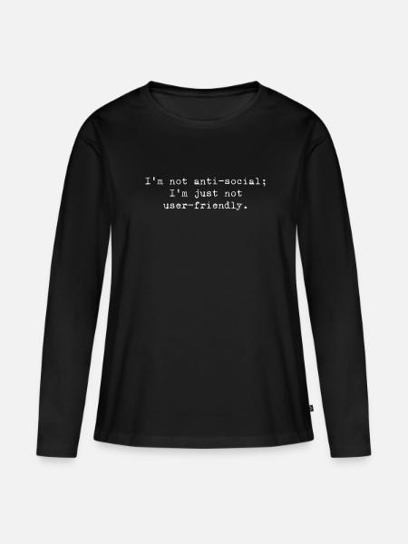 Not antisocial, just code-friendly - Women's Premium Organic Long Sleeve Shirt - black