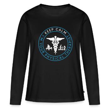 Repos et soins – la promesse de votre - T-shirt manches longues Premium bio Femme - noir - Devant - Julia (174cm)