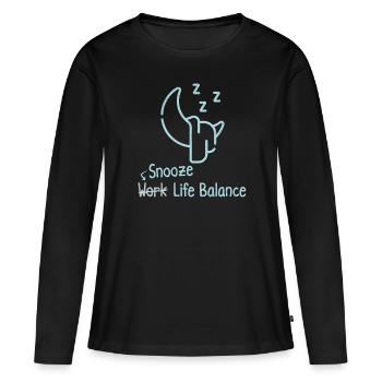 Snooze Équilibre entre vie professionnelle et vie privée - Pyjama de couchage - T-shirt manches longues Premium bio Femme - noir - Devant - Julia (174cm)