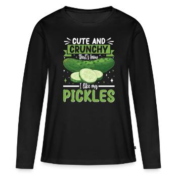 Cadeau de concombre mignon et croquant - T-shirt manches longues Premium bio Femme - noir - Devant - Julia (174cm)