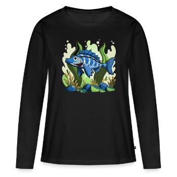 Blaufisch - Frauen Premium Bio Langarmshirt - Schwarz - Vorne - Julia (174cm)