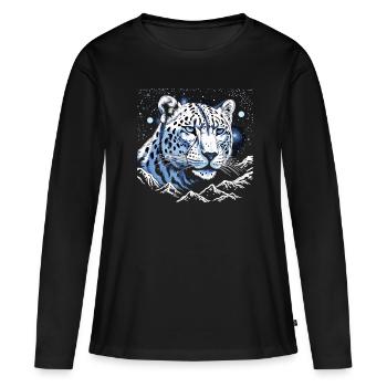 Gardien léopard des neiges céleste - T-shirt manches longues Premium bio Femme - noir - Devant - Julia (174cm)