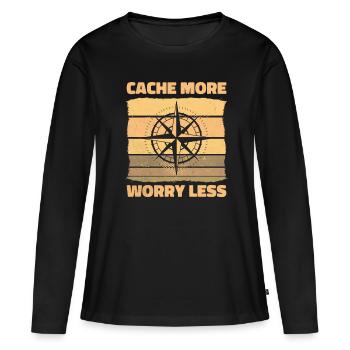 Caching, more worries, less geocaching fun - Women's Premium Organic Long Sleeve Shirt - black - Front - Julia (174cm)
