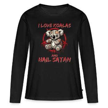 I Love Koalas And Hail Satan Gothic Metal Fun - Frauen Premium Bio Langarmshirt - Schwarz - Vorne - Julia (174cm)