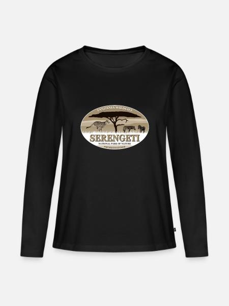 Serengeti - Gepard & Zebra Safari - Frauen Premium Bio Langarmshirt - Schwarz