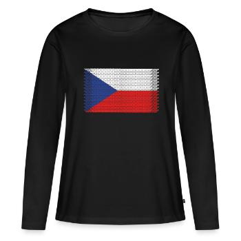 coeur tchèque tchèque prague tchèque praha - T-shirt manches longues Premium bio Femme - noir - Devant - Julia (174cm)