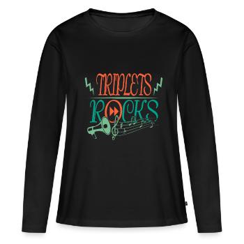 Triplés Bébés - T-shirt manches longues Premium bio Femme - noir - Devant - Julia (174cm)