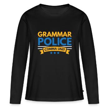 Grammaire Police Comma Unit Professeur d’anglais Sc - T-shirt manches longues Premium bio Femme - noir - Devant - Julia (174cm)