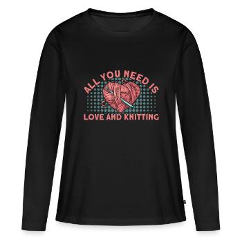Stricken Stricken Liebhaber Stricken Geschenk - Frauen Premium Bio Langarmshirt - Schwarz - Vorne - Julia (174cm)