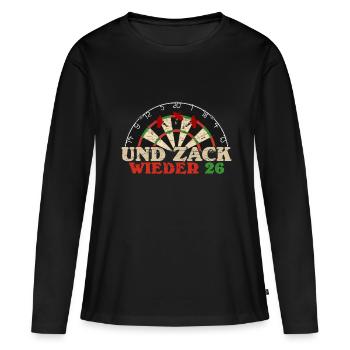 Drôle de fléchette disant jeu de fléchettes cadeau - T-shirt manches longues Premium bio Femme - noir - Devant - Julia (174cm)