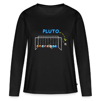 N’oubliez jamais Pluton Drôle Planète Pluton - T-shirt manches longues Premium bio Femme - noir - Devant - Julia (174cm)