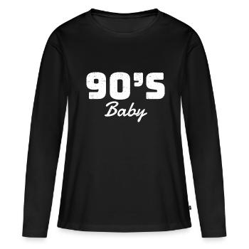 années quatre-vingt-dix - T-shirt manches longues Premium bio Femme - noir - Devant - Julia (174cm)