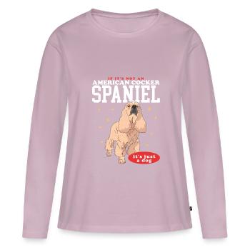 Cocker américain épagneul chien cadeaux - T-shirt manches longues Premium bio Femme - rose poudré - Devant - Julia (174cm)