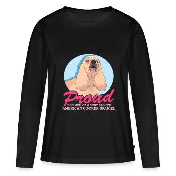 Cocker américain Spaniel Maman Cadeau - T-shirt manches longues Premium bio Femme - noir - Devant - Julia (174cm)
