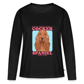 Cocker Spaniel Maman Cocker Spaniel Cadeau - T-shirt manches longues Premium bio Femme - noir - Devant - Julia (174cm)