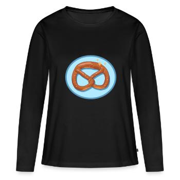 Bretzel Bretzels Cadeau d’amoureux des bretzels - T-shirt manches longues Premium bio Femme - noir - Devant - Julia (174cm)