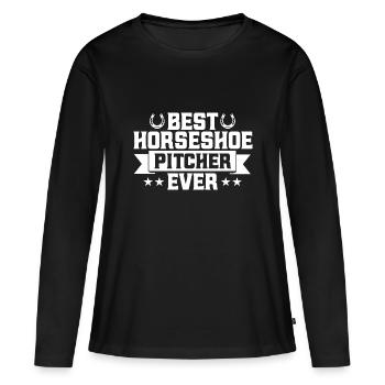 Horseshoe Throwing Horseshoe Throwing Horseshoe Throwing Game - Women's Premium Organic Long Sleeve Shirt - black - Front - Julia (174cm)