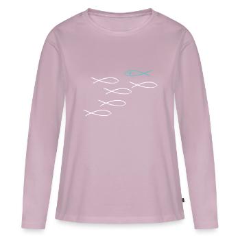 Christ Fisch - Frauen Premium Bio Langarmshirt - Altrosa - Vorne - Julia (174cm)