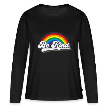 Soyez gentil LGBT Arc-en-ciel - T-shirt manches longues Premium bio Femme - noir - Devant - Julia (174cm)