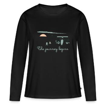 L'aventure commence - T-shirt manches longues Premium bio Femme - noir - Devant - Julia (174cm)