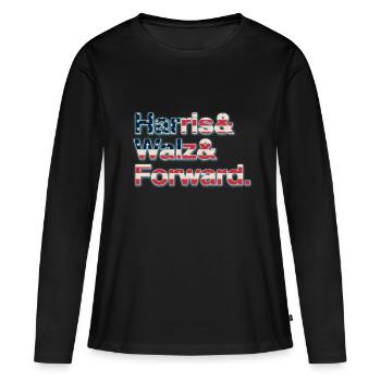 Kamala Harris & Tim Walz 2024 Chemise de soutien - T-shirt manches longues Premium bio Femme - noir - Devant - Julia (174cm)