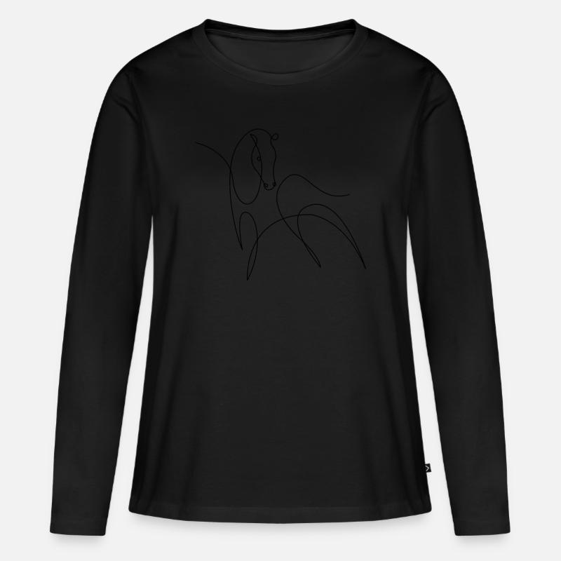 Pferd - Frauen Premium Bio Langarmshirt - Schwarz