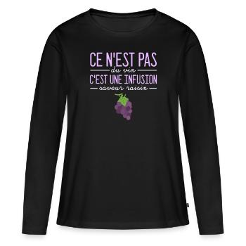 Ce n'est pas du vin vigne vigneron humour - T-shirt manches longues Premium bio Femme - noir - Devant - Julia (174cm)