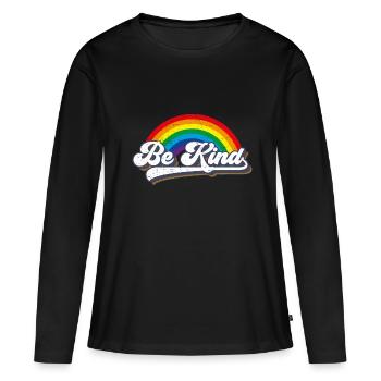 Soyez gentil LGBT Arc-en-ciel - T-shirt manches longues Premium bio Femme - noir - Devant - Julia (174cm)