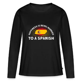 Drapeau espagnol Cadeau racines espagnoles - T-shirt manches longues Premium bio Femme - noir - Devant - Julia (174cm)