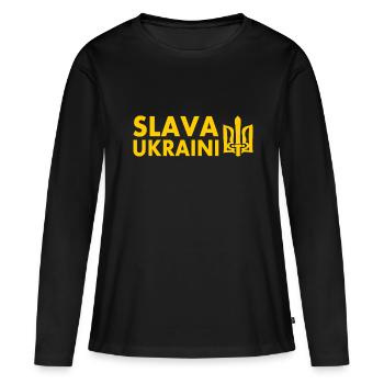 Ukraine - T-shirt manches longues Premium bio Femme - noir - Devant - Julia (174cm)