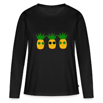 Festival d’été de l’ananas - T-shirt manches longues Premium bio Femme - noir - Devant - Julia (174cm)