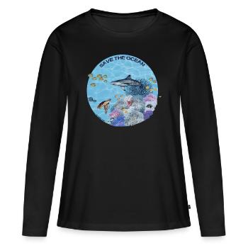 Save the Ocean - Récif corallien coloré - T-shirt manches longues Premium bio Femme - noir - Devant - Julia (174cm)