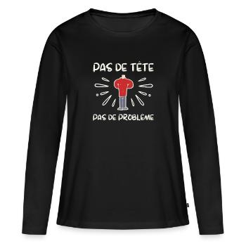 Kein Kopf, kein Problem - Frauen Premium Bio Langarmshirt - Schwarz - Vorne - Julia (174cm)