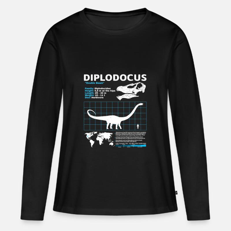 Diplodocus Datenblatt - Frauen Premium Bio Langarmshirt - Schwarz