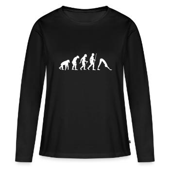 Evolution - Yoga - T-shirt manches longues Premium bio Femme - noir - Devant - Julia (174cm)