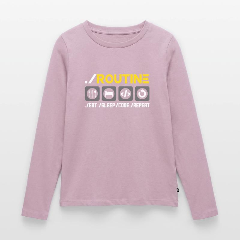 Routine Eat Sleep Code Repeat Software Developer C Frauen Premium Bio Langarmshirt