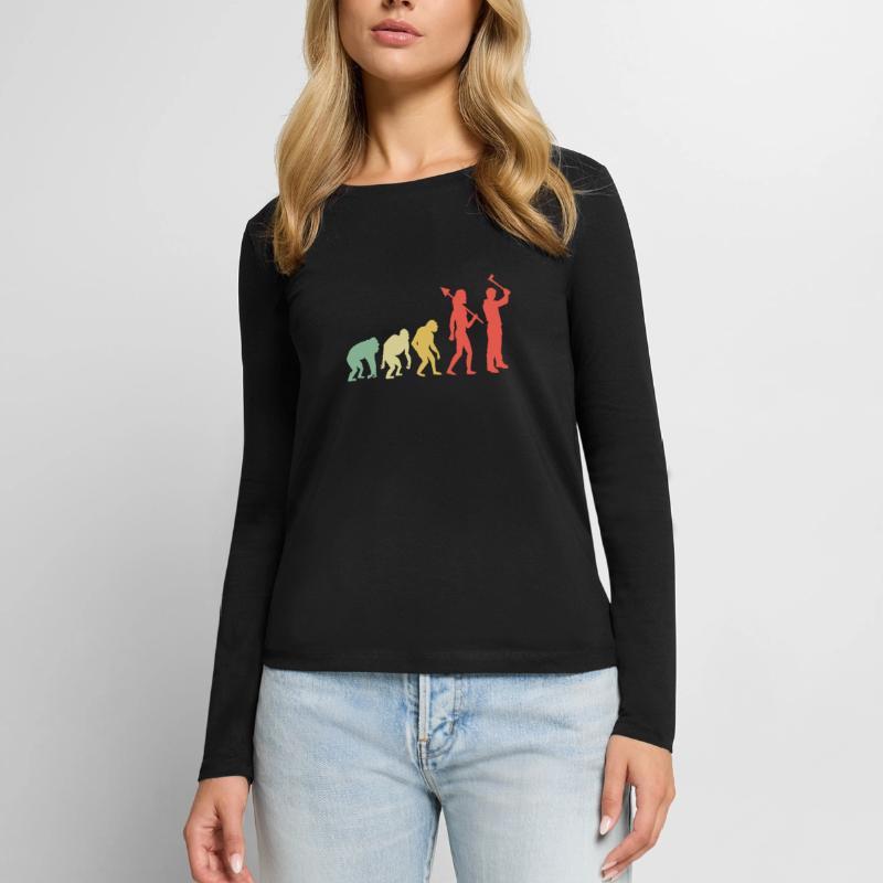 Evolution Axe Throwing Target Hatchet Thrower T-shirt manches longues Premium bio Femme