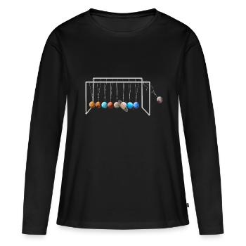 N’oubliez jamais Pluton Drôle Planète Pluton - T-shirt manches longues Premium bio Femme - noir - Devant - Julia (174cm)
