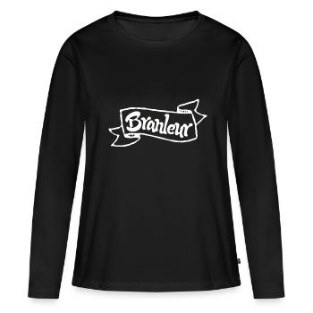 Branleur - T-shirt manches longues Premium bio Femme - noir - Devant - Julia (174cm)