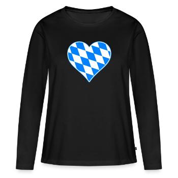 Drapeau de coeur de Bavière Fahne I love cadeau - T-shirt manches longues Premium bio Femme - noir - Devant - Julia (174cm)