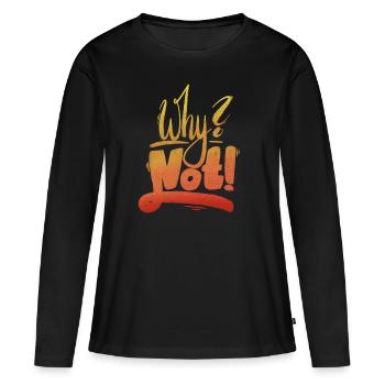 Pourquoi pas le point d’exclamation - T-shirt manches longues Premium bio Femme - noir - Devant - Julia (174cm)