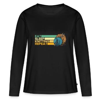Stricken Stricken Stricken Liebhaber Geschenk - Frauen Premium Bio Langarmshirt - Schwarz - Vorne - Julia (174cm)