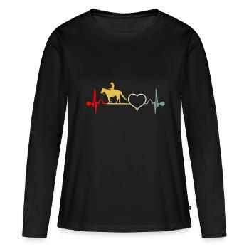 Western Riding Western Heartbeat pour les cavaliers de l’Ouest - T-shirt manches longues Premium bio Femme - noir - Devant - Julia (174cm)