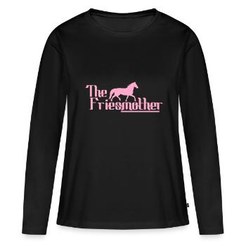Friesenpferd Friesen Friese Pferd Mama Mom Pink - Frauen Premium Bio Langarmshirt - Schwarz - Vorne - Julia (174cm)